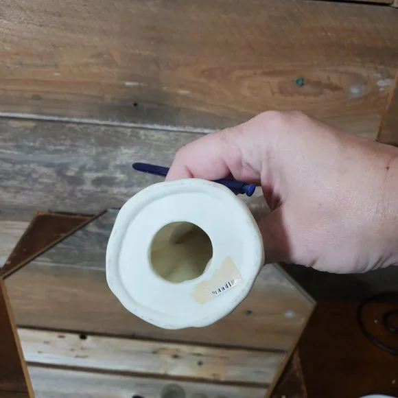 Hermitage Pottery Jade Angel Taper Candle Holder - Playing Accordion - Picture 7 of 7